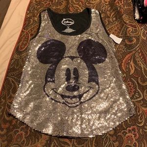 New “Disney”Mickey Mouse silver Sequin tank size S